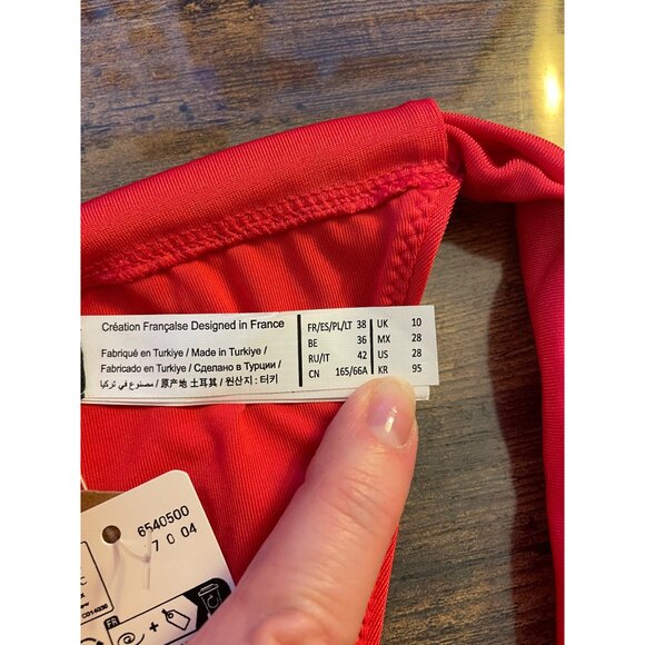 Etam Red High-Cut Bikini Swim Bottoms sz S Adjustable for Custom Coverage - Picture 6 of 8